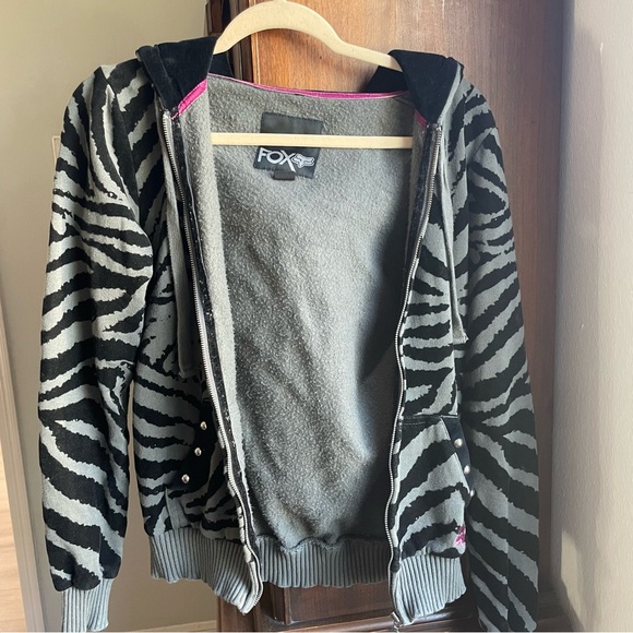 Fox racing Women's Zebra Pattern Hoodie - Black and Gray size M - Picture 8 of 10